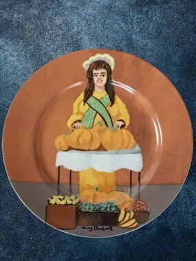 GUY BUFFET FLOWER MARKET MARCHE AUX FLEURS SALAD PLATE LA CITROUILLE DAME